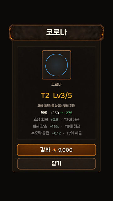 코어 장비 상세 화면